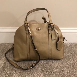 Coach Peyton Gold Leather Cora Satchel